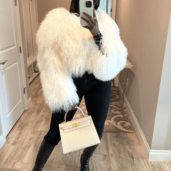 Jackets & Blazers - White Casual Women's Fluffy Soft Fuzzy Cropped Faux Fur Jacket